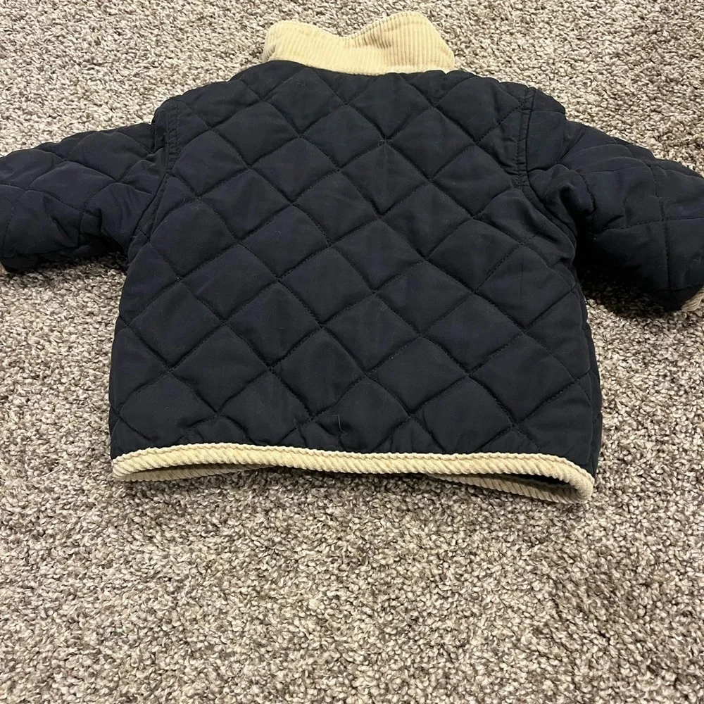Y2K Gymboree (6-12M) Infant Baby Quilted Jacket Cotton Brown Snaps Lined Collar
